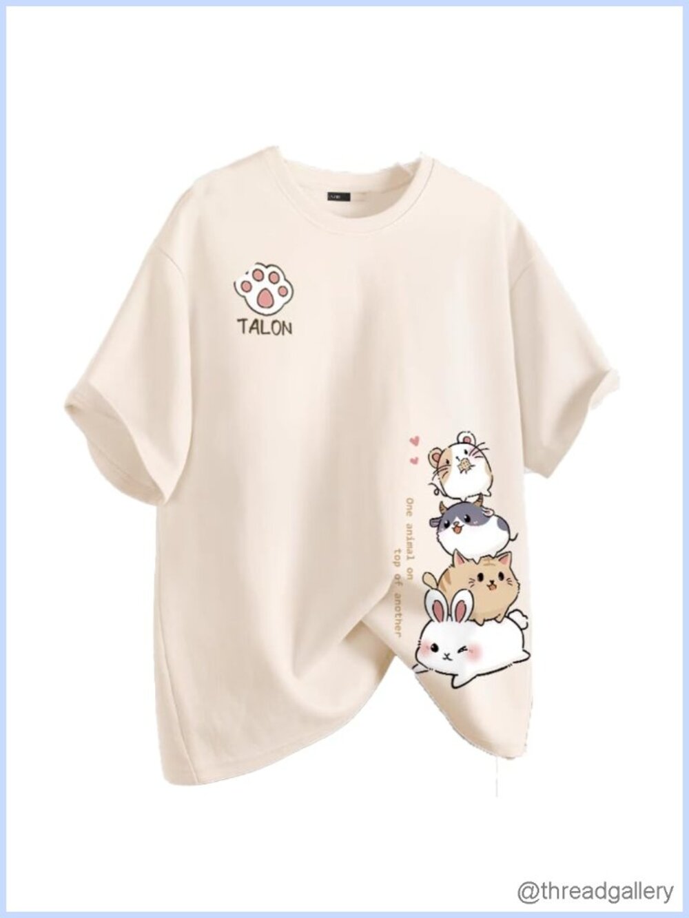 GOTHPICKUS Kawaii Cat Graphic Cotton T-Shirt Oversize Casual Streetwear